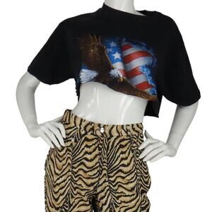 90s Vintage Eagle 3D Emblem Harley Davidson Biker Motorcycle Cropped T Shirt